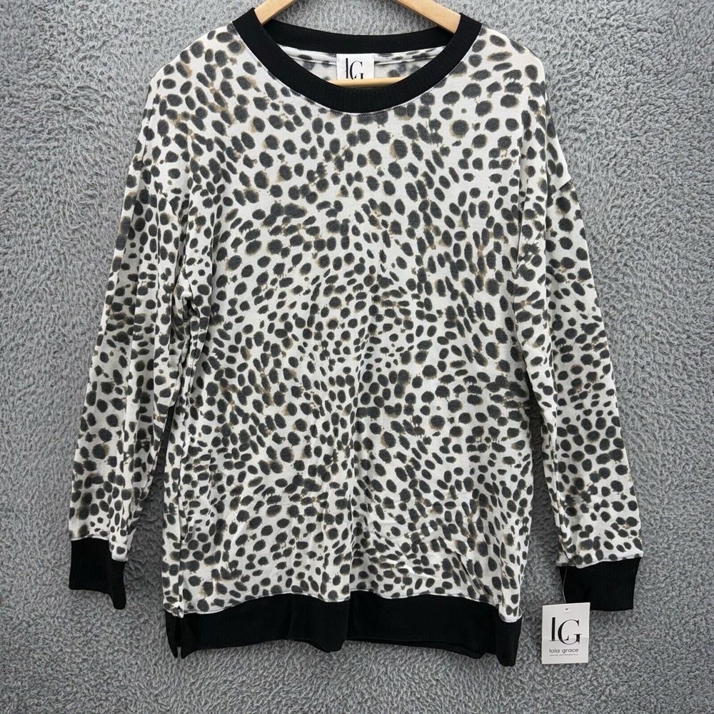 Lola Grace Shirt Women's Small Animal Print Long Sleeve Top Round Neck‎ NWT